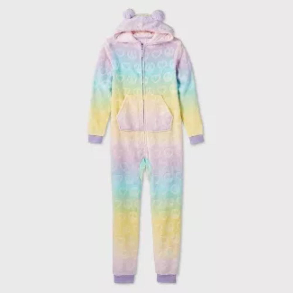 Girls' Ombre Rainbow Peace Sign Union Suit